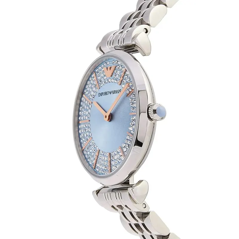 Emporio Armani Gianni T-Bar Light Blue Dial Ladies Watch- AR11594